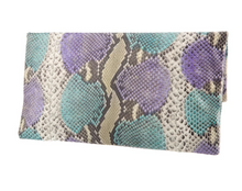Turquoise & Lilac Python Skin Clutch