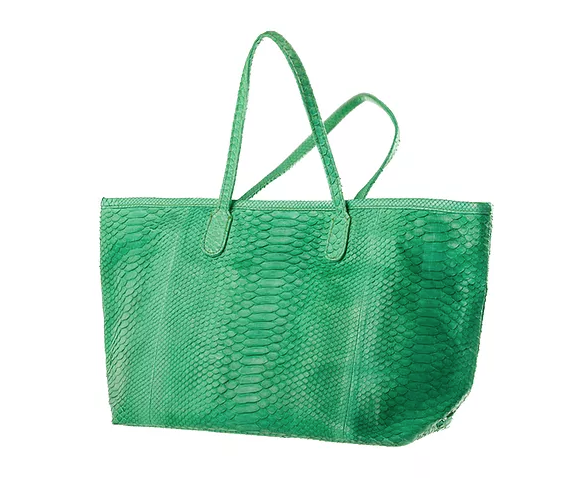Apple Green Python Skin Tote Bag