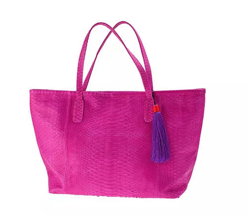 Hot Pink Python Skin Tote Bag