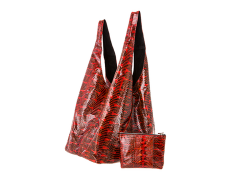 Lipstick Red Water Snake Carry-All Bag